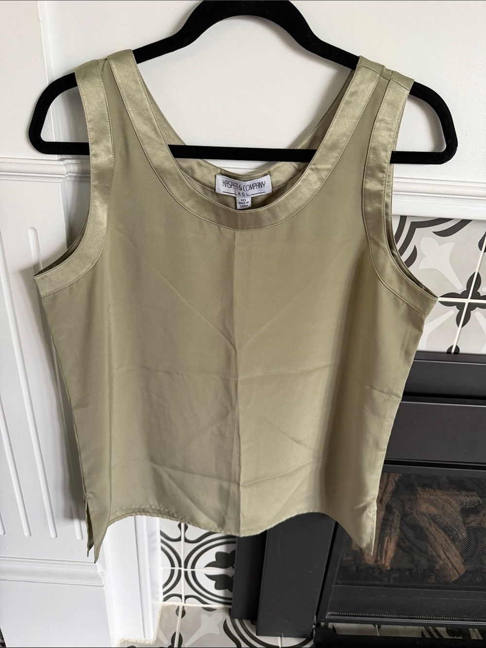 Olive Satin Tank Top